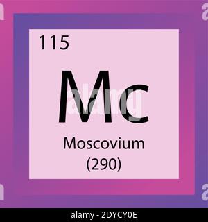Mc Moscovium Chemical Element Periodic Table. Single element vector illustration, Element icon with molar mass and atomic number. Stock Vector