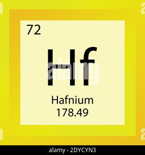 Hf Hafnium Chemical Element Periodic Table. Single element vector illustration, transition metals element icon with molar mass and atomic number. Stock Vector