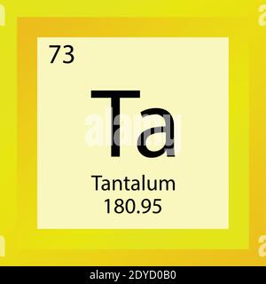 Ta Tantalum Chemical Element Periodic Table. Single element vector illustration, transition metals element icon with molar mass and atomic number. Stock Vector