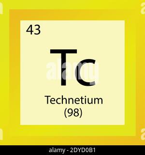 Tc Technetium Chemical Element Periodic Table. Single element vector illustration, transition metals element icon with molar mass and atomic number. Stock Vector