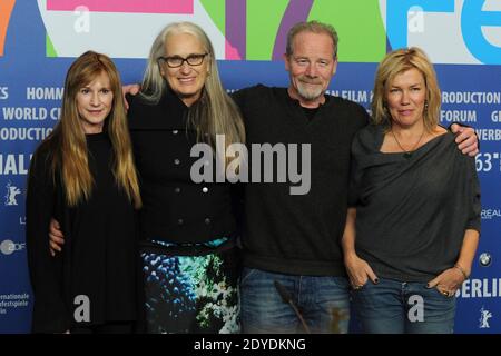 Actress Holly Hunter, director Jane Campion and actors Peter Mullan and Robyn Malcolm attending the 'Top of the Lake' Press Conference during the 63rd Berlinale, Berlin International Film Festival in Berlin, Germany, on February 11, 2013. Photo by Aurore Marechal/ABACAPRESS.COM Stock Photo