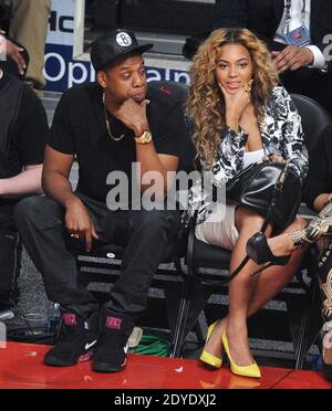 Jay-Z and Beyonce Knowles attend the 2013 NBA All-Star Game at the Toyota Center in Houston, TX, USA on February 17, 2013. Photo by ABACAPRESS.COM Stock Photo