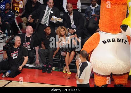 Jay-Z and Beyonce Knowles attend the 2013 NBA All-Star Game at the Toyota Center in Houston, TX, USA on February 17, 2013. Photo by ABACAPRESS.COM Stock Photo