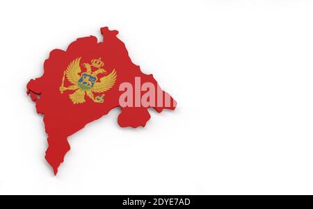 Map of Montenegro with Montenegro flag 3D rendering Stock Photo