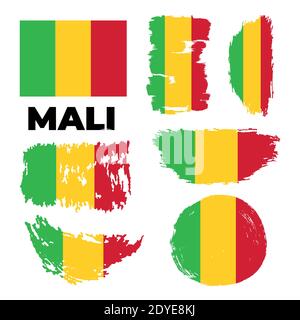 Flag of Mali country. Happy Independence day of Mali  Stock Vector