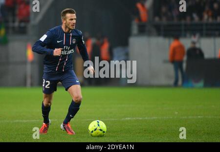 PSG's David Beckham during the French First League soccer match, Reims Vs Paris Saint-Germain at Reims stadium in Reims, France on March 2nd, 2013. Reims won 1-0. Photo by Christian Liewig/ABACAPRESS.COM Stock Photo