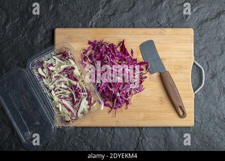 Wide angle photo of chopped purple cabbage Stock Photo