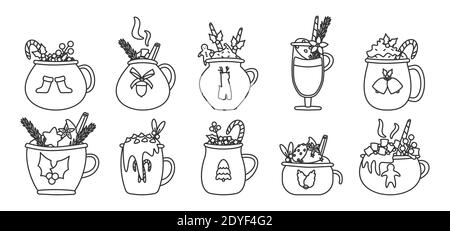 https://l450v.alamy.com/450v/2dyf4g2/christmas-mug-drink-outline-set-holiday-cocoa-with-marshmallows-cup-hot-chocolate-or-winter-coffee-vintage-new-year-collection-of-different-template-cup-with-candy-cane-isolated-vector-illustration-2dyf4g2.jpg