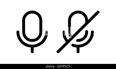 microphone icon vector. enable and disable voice button. suitable for user interface element isolated on white background. Stock Vector