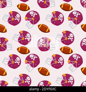 american football helmet and ball seamless pattern vector illustration Stock Vector