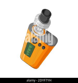 Vape mod kit with rebuildable dripping tank atomizer. E-cigarette concept. Colorful Vector illustration in cartoons style. Isolated on white backgroun Stock Vector