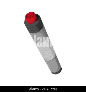 Vape mech mod with rebuildable dripping atomizer. E-cigarette concept. Colorful Vector illustration in cartoons style. Isolated on white background. Stock Vector