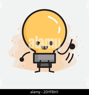 Light Bulb Cute Character icon Vector Illustration Stock Vector