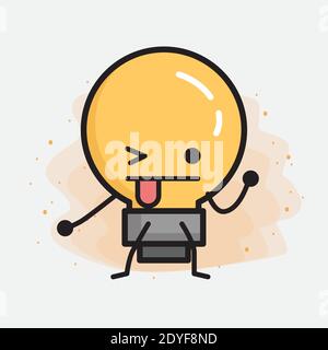 Light Bulb Cute Character icon Vector Illustration Stock Vector