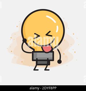 Light Bulb Cute Character icon Vector Illustration Stock Vector