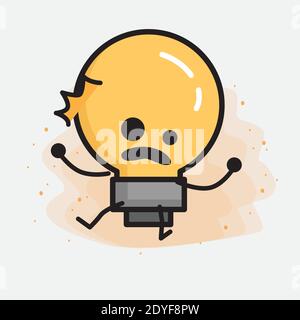 Light Bulb Cute Character icon Vector Illustration Stock Vector