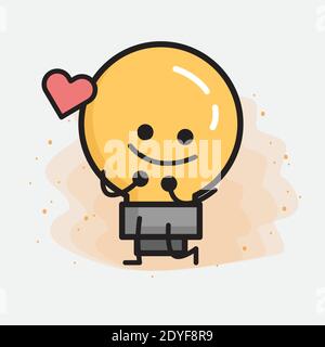 Light Bulb Cute Character icon Vector Illustration Stock Vector