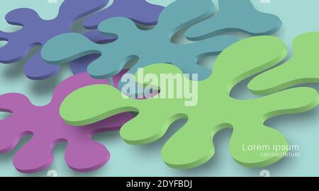 Overlapping fluid background designs and realistic shadows. 3d vector illustration Stock Vector