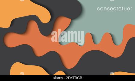 Abstract web templates with wavy cut out of paper layered shapes with realistic shadow. design vector background illustration Stock Vector
