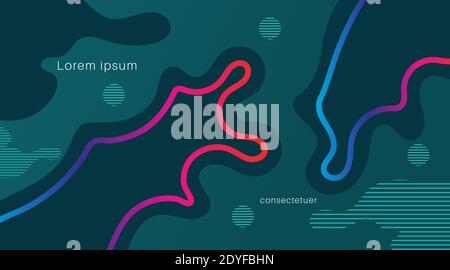 Dynamic colored shapes and waves. Gradient abstract banner with flowing fluid shapes. vector background Stock Vector