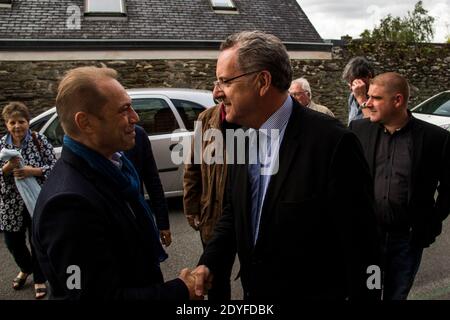 FRA - POLITICS - MEETING OF RICHARD FERRAND IN CARHAIX. On Friday, June 9, 2017, Richard Ferrand, Minister of territorial cohesion and candidate for t Stock Photo