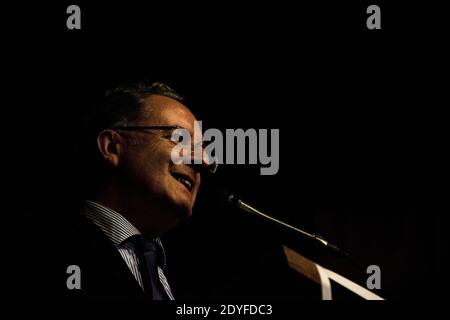 FRA - POLITICS - MEETING OF RICHARD FERRAND IN CARHAIX. On Friday, June 9, 2017, Richard Ferrand, Minister of territorial cohesion and candidate for t Stock Photo