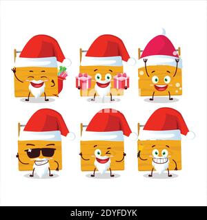 Santa Claus emoticons with wooden toolbox cartoon character. Vector illustration Stock Vector