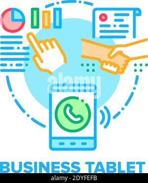 Business Tablet Vector Concept Color Illustration Stock Vector
