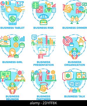 Business Work Set Icons Vector Color Illustrations Stock Vector
