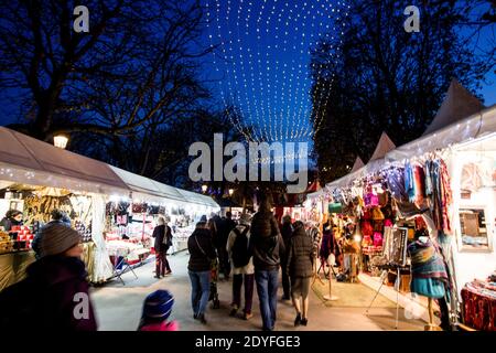 Champs-Elysees Christmas Market. Marché de Noël des Champs-Elysées. Stock Photo