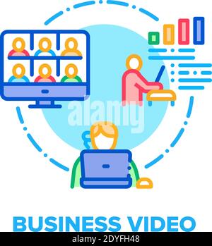 Business Video Vector Concept Color Illustration Stock Vector
