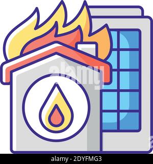 Home fire RGB color icon Stock Vector