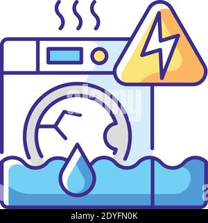 Household appliances malfunction RGB color icon Stock Vector