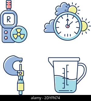 Measurement tools RGB color icons set Stock Vector