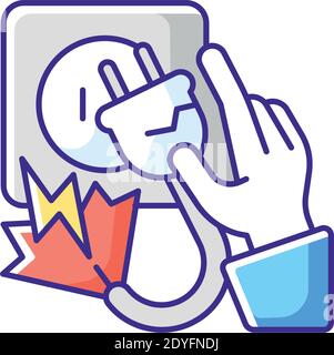 Electric shock RGB color icon Stock Vector