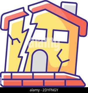 Dilapidated house RGB color icon Stock Vector
