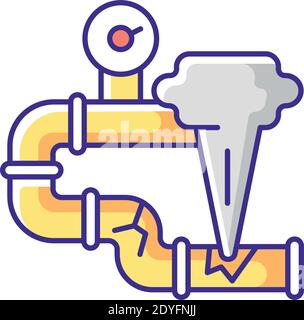 Gas leak RGB color icon Stock Vector