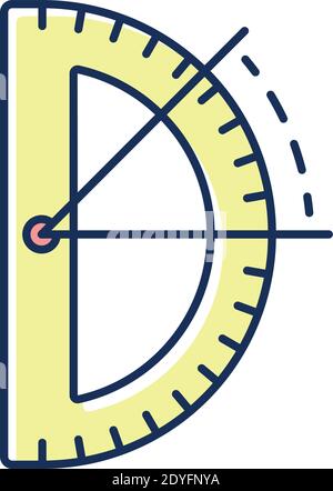 Half circle protractor RGB color icon Stock Vector