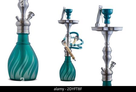 Set of water pipe or hookah, isolated on white clear background ...