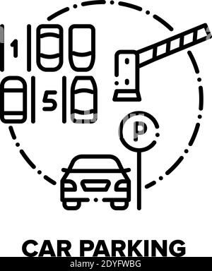 Car Parking Vector Concept Black Illustration Stock Vector
