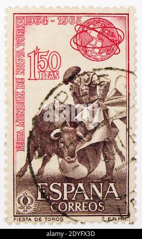 MOSCOW, RUSSIA - JULY 15, 2019: Postage stamp printed in Spain shows , serie, circa 1964 Stock Photo