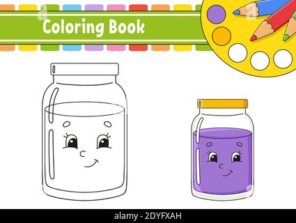 Coloring book for kids. Cheerful character. Vector illustration. Cute cartoon style. Hand drawn. Fantasy page for children. Isolated on white backgrou Stock Vector