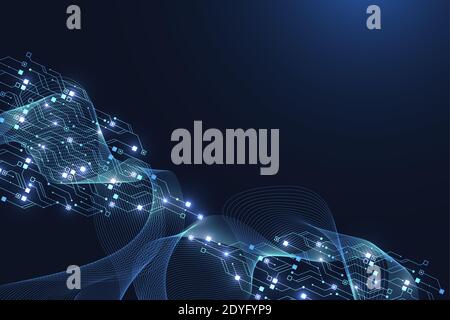 Technology abstract circuit board texture background. High-tech futuristic circuit board banner wallpaper. Digital data. Engineering electronic Stock Photo