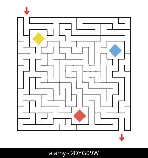 Funny maze. Game for kids. Puzzle for children. Cartoon style. Labyrinth conundrum. Color vector illustration. Find the right path. The development of Stock Vector