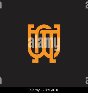 letter wn abstract overlap linked geometry logo vector Stock Vector