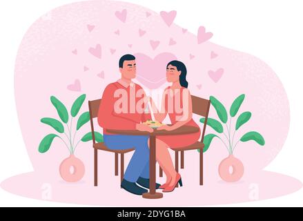 Romantic dinner 2D vector web banner, poster Stock Vector