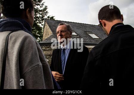 FRA - POLITICS - MEETING OF RICHARD FERRAND IN CARHAIX. On Friday, June 9, 2017, Richard Ferrand, Minister of territorial cohesion and candidate for t Stock Photo