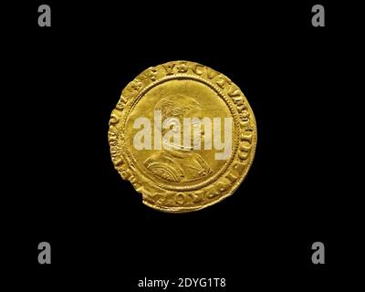 King Edward VI 1547- 1553 Gold Half Sovereign Coin cut out and isolated on a black background, stock photo image Stock Photo