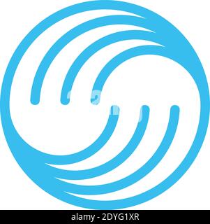 stripes motion blue waves simple geometric line logo vector Stock Vector