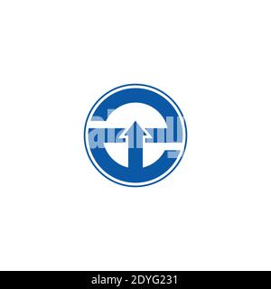 abstract letter e geometric circle arrow up logo vector Stock Vector